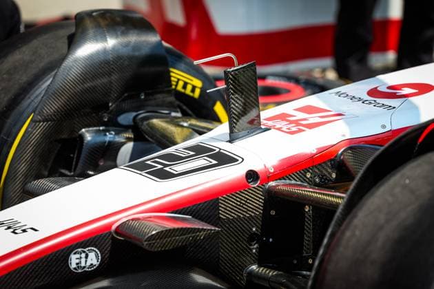 Haas F1 Team VF-23 Ferrari, Mechanical detail of the pitot antenna during the 2023 Formula 1 Rolex Grosser Preis von Osterreich, 2023 Austrian Grand Prix, 9th round of the 2023 Formula One World Championship, WM, Weltmeisterschaft from June 30 to July 2, 2023 on the Red Bull Ring, in Spielberg, Austria - F1 - AUSTRIAN GRAND PRIX 2023 DPPI Panoramic  00123022_GOOD1087 