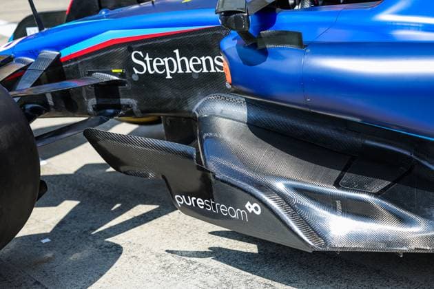 Williams Racing FW45, mechanical detail of the new front of the floor and sidepods during the 2023 Formula 1 Rolex Grosser Preis von Osterreich, 2023 Austrian Grand Prix, 9th round of the 2023 Formula One World Championship, WM, Weltmeisterschaft from June 30 to July 2, 2023 on the Red Bull Ring, in Spielberg, Austria - F1 - AUSTRIAN GRAND PRIX 2023 DPPI Panoramic  00123022_GOOD1107 