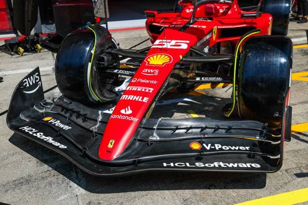 Scuderia Ferrari SF-23, mechanical detail of the front wing during the 2023 Formula 1 Rolex Grosser Preis von Osterreich, 2023 Austrian Grand Prix, 9th round of the 2023 Formula One World Championship, WM, Weltmeisterschaft from June 30 to July 2, 2023 on the Red Bull Ring, in Spielberg, Austria  Copyright: xFlorentxGooden DPPI IPAxSportx x xIPAxSportx 0 IPA_IPA38967428