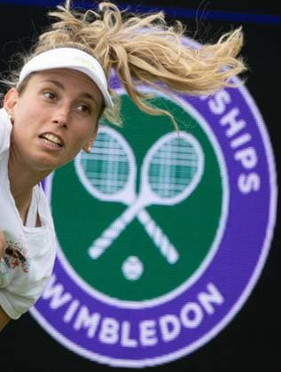 Belgian Elise Mertens pictured in action during a training session ahead of the 2023 Wimbledon grand slam tennis tournament at the All England Tennis Club, in south-west London, Britain, Friday 30 June 2023. BENOITxDOPPAGNE  x69761909x