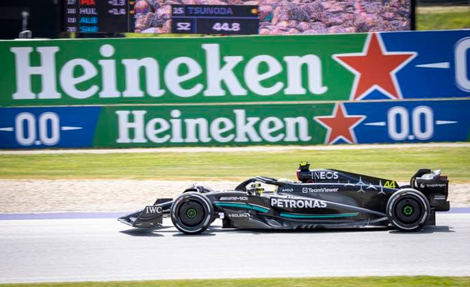 FORMULA 1 - GP of Austria 2023 SPIELBERG,AUSTRIA,30.JUN.23 - MOTORSPORTS, FORMULA 1 - Grand Prix of Austria, Red Bull Ring, practice and qualifying. Image shows Lewis Hamilton (GBR Mercedes).  GEPAxpictures xWolfgangxJannach