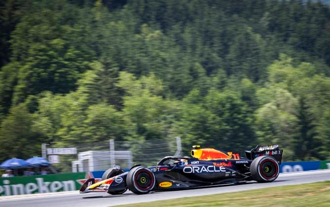 FORMULA 1 - GP of Austria 2023 SPIELBERG,AUSTRIA,30.JUN.23 - MOTORSPORTS, FORMULA 1 - Grand Prix of Austria, Red Bull Ring, practice and qualifying. Image shows Sergio Perez (MEX Red Bull Racing).  GEPAxpictures xWolfgangxJannach