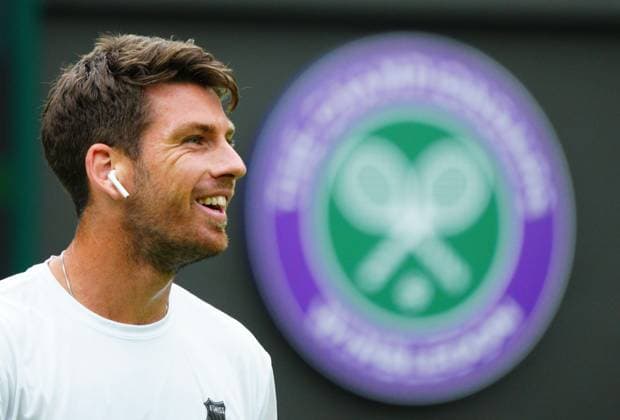Mandatory Credit: Photo by Javier Garcia Shutterstock (13987396x) Cameron Norrie practices wearing an earbud for the Wimbledon official film Wimbledon Tennis Championship Practice and Previews, The All England Lawn Tennis and Croquet Club, London, UK - 30 Jun 2023 Wimbledon Tennis Championship Practice and Previews, The All England Lawn Tennis and Croquet Club, London, UK - 30 Jun 2023  Copyright: xJavierxGarcia Shutterstockx 13987396x
