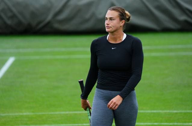 Mandatory Credit: Photo by Javier Garcia Shutterstock (13987396bq) Aryna Sabalenka during practice Wimbledon Tennis Championship Practice and Previews, The All England Lawn Tennis and Croquet Club, London, UK - 30 Jun 2023 Wimbledon Tennis Championship Practice and Previews, The All England Lawn Tennis and Croquet Club, London, UK - 30 Jun 2023  Copyright: xJavierxGarcia Shutterstockx 13987396bq