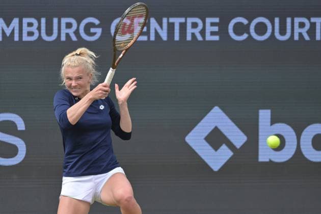 30 06 2023, xbrx, tennis Bad Homburg Open WTA 250, emspor, v l Siniakova, Katerina CZE , plays the ball, focused, concentrated Bad Homburg