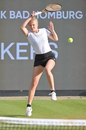 30 06 2023, xbrx, tennis Bad Homburg Open WTA 250, emspor, v l Siniakova, Katerina CZE , plays the ball, focused, concentrated Bad Homburg