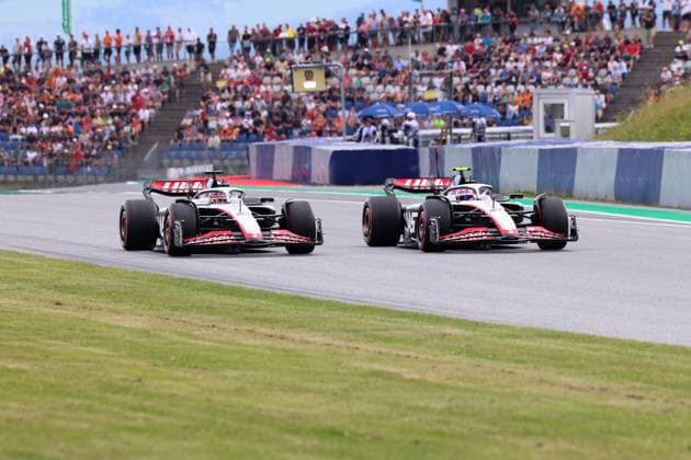 20 Kevin Magnussen DNK, MoneyGram Haas F1 Team, 20 , 27 Nico Huelkenberg GER, MoneyGram Haas F1 Team, 27 , Austrian Grand Prix, Motorsport, Formula 1, 2023 season, 30 06 2023 Austrian Grand Prix, Motorsport, Formula 1, 2023 season, 30 06 2023 Spielberg Copyright: xEibner-Pressefoto AnnikaxGrafx EP_AGf