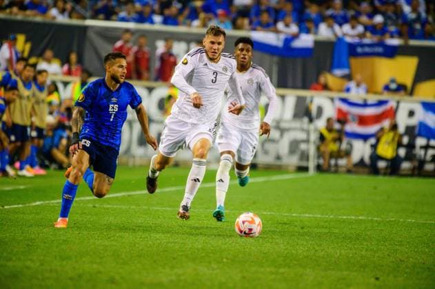 June 30, 2023, Harrrison, New Jersey, U.S: June 30, 2023, Harrison NJ- El Salvador player JOSHUA PEREZ (7) in action against Costa Rica player, JUAN PABLO VARGAS (3) during the CONCACAF game held at the RedBull Arena Harrrison U.S. - ZUMArf1_ 20230630_zaf_rf1_033 Copyright: xRickyxFitchettx