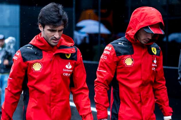 FORMULA 1 - GP of Austria 2023 SPIELBERG,AUSTRIA,01.JUL.23 - MOTORSPORTS, FORMULA 1 - Grand Prix of Austria, Red Bull Ring, sprint shootout. Image shows Carlos Sainz (ESP Ferrari) and Charles Leclerc (MON Ferrari).  GEPAxpictures xMatthiasxTrinkl