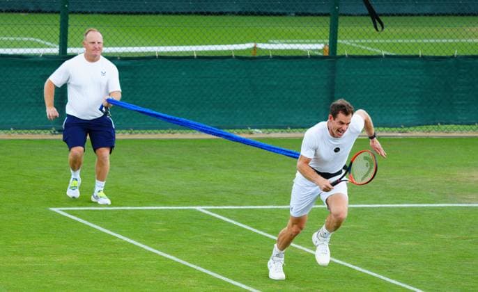 Mandatory Credit: Photo by Javier Garcia Shutterstock (13987399e) Andy Murray practices with strength and conditioning coach Matt Little Wimbledon Tennis Championship Practice and Previews, The All England Lawn Tennis and Croquet Club, London, UK - 01 Jul 2023 Wimbledon Tennis Championship Practice and Previews, The All England Lawn Tennis and Croquet Club, London, UK - 01 Jul 2023  Copyright: xJavierxGarcia Shutterstockx 13987399e