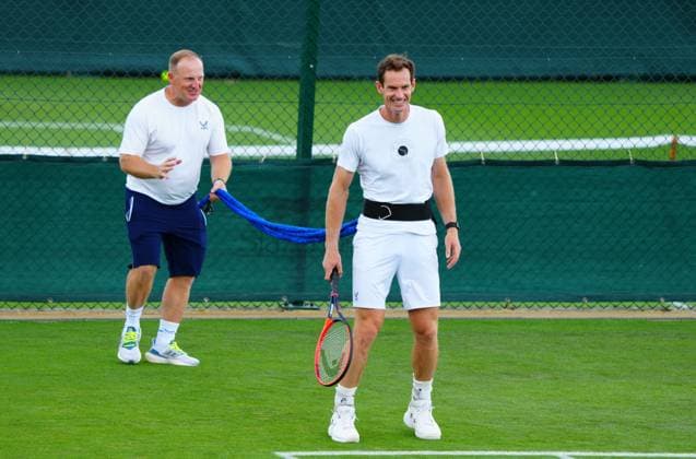 Mandatory Credit: Photo by Javier Garcia Shutterstock (13987399b) Andy Murray practices with strength and conditioning coach Matt Little Wimbledon Tennis Championship Practice and Previews, The All England Lawn Tennis and Croquet Club, London, UK - 01 Jul 2023 Wimbledon Tennis Championship Practice and Previews, The All England Lawn Tennis and Croquet Club, London, UK - 01 Jul 2023  Copyright: xJavierxGarcia Shutterstockx 13987399b