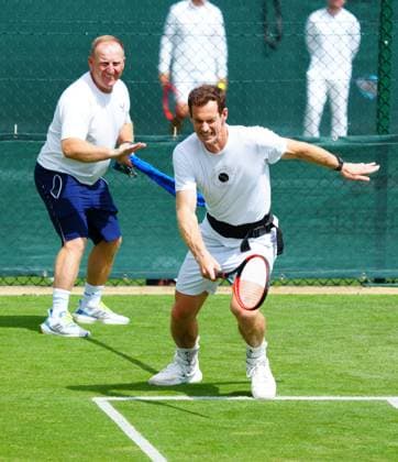 Mandatory Credit: Photo by Javier Garcia Shutterstock (13987399az) Andy Murray practices with strength and conditioning coach Matt Little Wimbledon Tennis Championship Practice and Previews, The All England Lawn Tennis and Croquet Club, London, UK - 01 Jul 2023 Wimbledon Tennis Championship Practice and Previews, The All England Lawn Tennis and Croquet Club, London, UK - 01 Jul 2023  Copyright: xJavierxGarcia Shutterstockx 13987399az