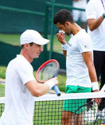 Mandatory Credit: Photo by Javier Garcia Shutterstock (13987399cb) Andy Murray practices with Novak Djokovic Wimbledon Tennis Championship Practice and Previews, The All England Lawn Tennis and Croquet Club, London, UK - 01 Jul 2023 Wimbledon Tennis Championship Practice and Previews, The All England Lawn Tennis and Croquet Club, London, UK - 01 Jul 2023  Copyright: xJavierxGarcia Shutterstockx 13987399cb