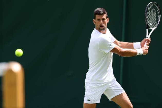 1st July 2023; All England Lawn Tennis and Croquet Club, London, England: Wimbledon Tennis Tournament Practice Day; Novak Djokovic during his practice match with Andy Murray  ActionPlus12525389 ShaunxBrooks