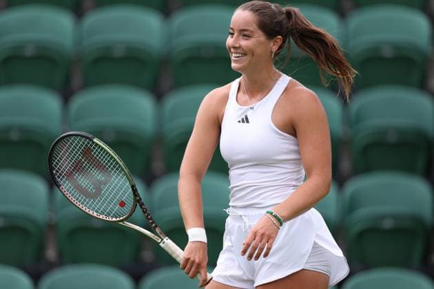 1st July 2023; All England Lawn Tennis and Croquet Club, London, England: Wimbledon Tennis Tournament Practice Day; Jodie Burrage smiles during her practice session  ActionPlus12525402 ShaunxBrooks