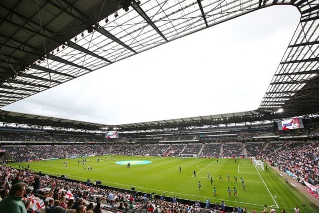 Mandatory Credit: Photo by Michael Zemanek Shutterstock (13987428d) A general view of England and Portugal players warming up England Women v Portugal Women, International Friendly, Länderspiel, Nationalmannschaft Football, Stadium MK, Milton Keynes, UK - 01 Jul 2023 EDITORIAL USE ONLY No use with unauthorised audio, video, data, fixture lists, club league logos or live services. Online in-match use limited to 120 images, no video emulation. No use in betting, games or single club league player publications. England Women v Portugal Women, International Friendly, Football, Stadium MK, Milton Keynes, UK - 01 Jul 2023 EDITORIAL USE ONLY No use with unauthorised audio, video, data, fixture lists, club league logos or live services. Online in-match use limited to 120 images, no video emulation. No use in betting, games or single club league player publications.  Copyright: xMichaelxZemanek Shutterstockx 13987428d