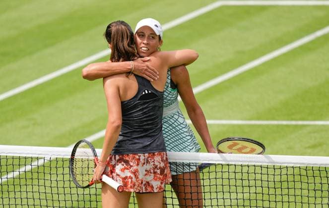 Mandatory Credit: Photo by Dave Shopland Shutterstock (13984806e) USA s Madison Keys Hugs Russian Daria Kasatkina after straight sets win in the final Rothesay International Eastbourne, Tennis, Day Six, Devonshire Park, Eastbourne, UK - 01 Jul 2023 Rothesay International Eastbourne, Tennis, Day Six, Devonshire Park, Eastbourne, UK - 01 Jul 2023 Copyright: xDavexShopland Shutterstockx 13984806e