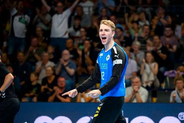 Berlin, 29 June 2023 Handball U21 World Cup Final Semifinal Germany Serbia Goalkeeper Lasse Ludwig Germany VfL Potsdam Berlin Max Schmeling Halle Berlin Germany