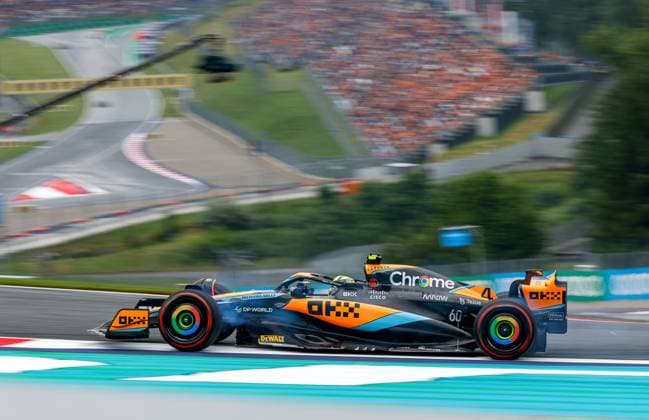 04 NORRIS Lando (gbr), McLaren F1 Team MCL60, action during the 2023 Formula 1 Rolex Grosser Preis von Osterreich, 2023 Austrian Grand Prix, 9th round of the 2023 Formula One World Championship, WM, Weltmeisterschaft from June 30 to July 2, 2023 on the Red Bull Ring, in Spielberg, Austria - F1 - AUSTRIAN GRAND PRIX 2023 DPPI Panoramic  F12023GP10AUT_JK074523 
