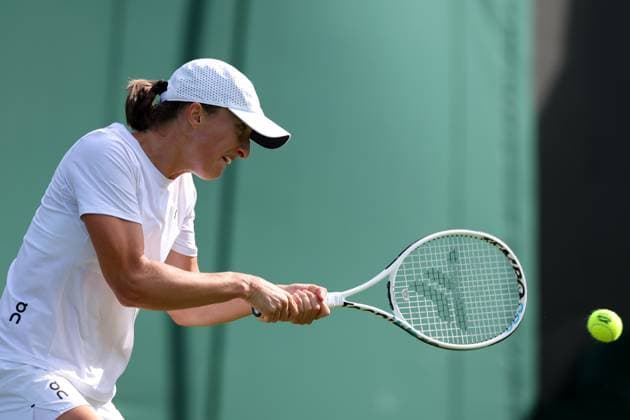 1st July 2023; All England Lawn Tennis and Croquet Club, London, England: Wimbledon Tennis Tournament Practice Day; Iga Swiatek during her practice session  ActionPlus12525967 ShaunxBrooks