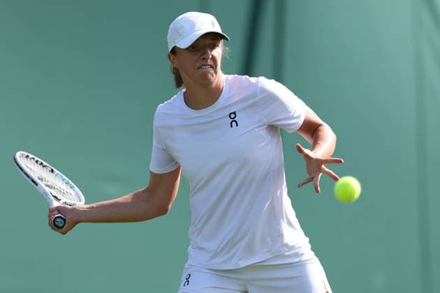 1st July 2023; All England Lawn Tennis and Croquet Club, London, England: Wimbledon Tennis Tournament Practice Day; Iga Swiatek during her practice session  ActionPlus12525969 ShaunxBrooks