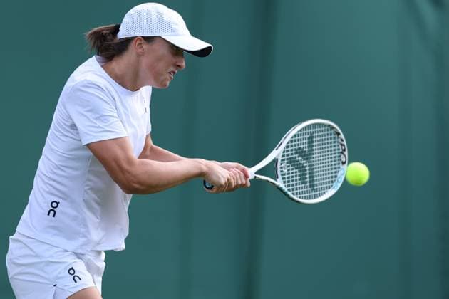 1st July 2023; All England Lawn Tennis and Croquet Club, London, England: Wimbledon Tennis Tournament Practice Day; Iga Swiatek during her practice session  ActionPlus12525970 ShaunxBrooks