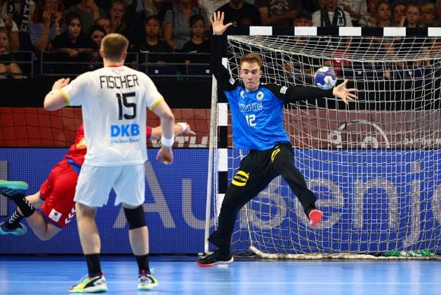 Parade of Lasse Ludwig Germany Germany vs Serbia, Handball, U21 World Championship, 01 07 2023 Germany vs Serbia, Handball, U21 World Championship, 01 07 2023 Berlin Copyright: xEibner-Pressefotox EP_RWS