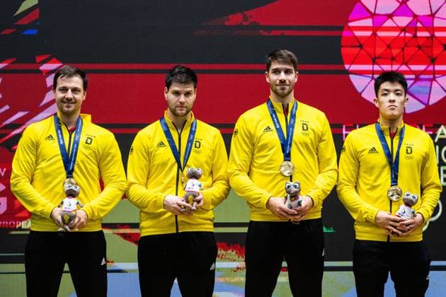 Bilder des Jahres 2023, Sport 07 Juli Sport Themen der Woche KW26 Sport Bilder des Tages 230701 The team of Germany with their gold medals during the prize ceremony after the men s Table tennis, Tischtennis team final against Germany during the Europaspiele on July 1, 2023 in Krakow. Photo: Petter Arvidson BILDBYRAN kod PA PA0618 bordtennis table tennis pingis europeiska spelen europeiska spelen 2023 european games european games 2023 bbeng sverige tyskland final *** 230701 The team of Germany with their gold medals during the prize ceremony after the men s table tennis team final against Germany during the European Games on July 1, 2023 in Krakow Photo Petter Arvidson BILDBYRAN code PA PA0618 bordtennis table tennis pingis europeiska spelen europeiska spelen europeiska spelen 2023 european games european games 2023 bbeng sverige tyskland final  Copyright: PETTERxARVIDSON BB230701PA117