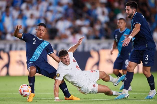 RECORD DATE NOT STATED 2023 CONCACAF Gold Cup Guatemala vs Canada (L-R), Jose Ardon of Guatemala and Lucas Cavallini of Canada during the game Guatemala vs Canada, corresponding to group D of the CONCACAF Gold Cup 2023, at Shell Energy Stadium, on July 01, 2023. <br><br> (I-D), Jose Ardon de Guatemala y Lucas Cavallini de Cabada durante el partido Guatemala vs Canada, correspondiente al grupo D de la Copa Oro de la CONCACAF 2023, en el Shell Energy Stadium, el 01 de Julio de 2023. HOUSTON TEXAS ESTADOS UNIDOS  Copyright: xCristianxdexMarchenax 20230701212404_CGC_23_GD_GUA_CAN_CAVALLINI22