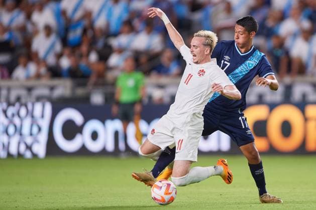 RECORD DATE NOT STATED 2023 CONCACAF Gold Cup Guatemala 0-0 Canada (L-R) Liam Millar of Canada and Oscar Castellanos of Guatemala during the game Guatemala vs Canada, corresponding to group D of the CONCACAF Gold Cup 2023, at Shell Energy Stadium, on July 01, 2023. <br><br> (I-D) Liam Millar de Canada y Oscar Castellanos de Guatemala durante el partido Guatemala vs Canada, correspondiente al grupo D de la Copa Oro de la CONCACAF 2023, en el Shell Energy Stadium, el 01 de Julio de 2023. HOUSTON TEXAS ESTADOS UNIDOS  Copyright: xCristianxdexMarchenax 20230701222944_CGC_23_GD_GUA_CAN_MILLAR65