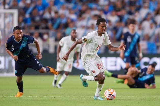 RECORD DATE NOT STATED 2023 CONCACAF Gold Cup Guatemala vs Canada (L-R) Jose Ardon of Guatemala and Ali Ahmed of Canada during the game Guatemala vs Canada, corresponding to group D of the CONCACAF Gold Cup 2023, at Shell Energy Stadium, on July 01, 2023. <br><br> (I-D) Jose Ardon de Guatemala y Ali Ahmed de Canada durante el partido Guatemala vs Canada, correspondiente al grupo D de la Copa Oro de la CONCACAF 2023, en el Shell Energy Stadium, el 01 de Julio de 2023. HOUSTON TEXAS ESTADOS UNIDOS  Copyright: xCristianxdexMarchenax 20230701222945_CGC_23_GD_GUA_CAN_ARDON73