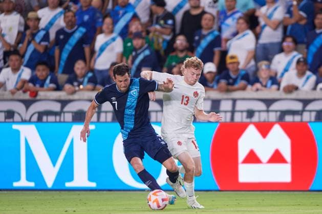 RECORD DATE NOT STATED 2023 CONCACAF Gold Cup Guatemala 0-0 Canada (L-R) Aaron Herrera of Guatemala and Jacob Shaffelburg of Canada during the game Guatemala vs Canada, corresponding to group D of the CONCACAF Gold Cup 2023, at Shell Energy Stadium, on July 01, 2023. <br><br> (I-D) Aaron Herrera de Guatemala y Jacob Shaffelburg de Canada durante el partido Guatemala vs Canada, correspondiente al grupo D de la Copa Oro de la CONCACAF 2023, en el Shell Energy Stadium, el 01 de Julio de 2023. HOUSTON TEXAS ESTADOS UNIDOS  Copyright: xCristianxdexMarchenax 20230701225252_CGC_23_GD_GUA_CAN_HERRERA90