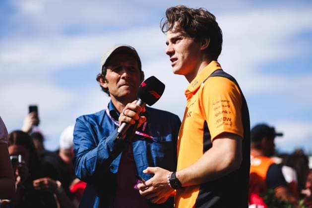 FORMULA 1 - GP of Austria 2023 SPIELBERG,AUSTRIA,02.JUL.23 - MOTORSPORTS, FORMULA 1 - Grand Prix of Austria, Red Bull Ring. Image shows Tom Walek and Oscar Piastri (AUS McLaren).  GEPAxpictures xDanielxGoetzhaber