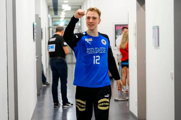 Berlin, 01 July 2023 Handball U21 World Cup Final Semifinal Germany Serbia Goalkeeper Lasse Ludwig Germany VfL Potsdam Berlin Max Schmeling Halle Berlin Germany