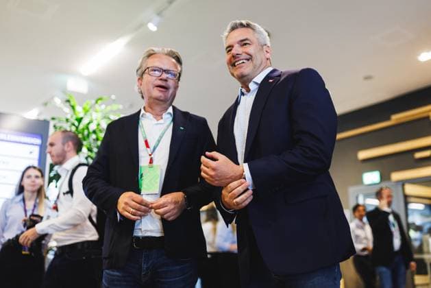 FORMULA 1 - GP of Austria 2023 SPIELBERG,AUSTRIA,02.JUL.23 - MOTORSPORTS, FORMULA 1 - Grand Prix of Austria, Red Bull Ring. Image shows governor Christopher Drexler (Styria) and chancellor Karl Nehammer (Austria).  GEPAxpictures xDanielxGoetzhaber