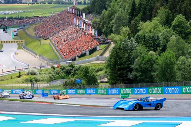 FORMULA 1 - GP of Austria 2023 SPIELBERG,AUSTRIA,02.JUL.23 - MOTORSPORTS, FORMULA 1 - Grand Prix of Austria, Red Bull Ring, legends parade. Image shows Jos Verstappen in a McLaren M8C.  GEPAxpictures xMarioxBuehner