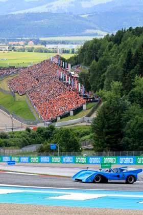 FORMULA 1 - GP of Austria 2023 SPIELBERG,AUSTRIA,02.JUL.23 - MOTORSPORTS, FORMULA 1 - Grand Prix of Austria, Red Bull Ring, legends parade. Image shows Jos Verstappen in a McLaren M8C.  GEPAxpictures xMarioxBuehner