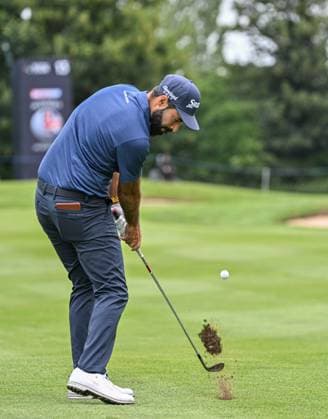 2nd July 2023; The Belfry, Sutton Coldfield, West Midlands, England: Betfred British Masters Golf, Day 4; Santiago Tarrio on the 13th fairway  ActionPlus12526228 GodfreyxPitt