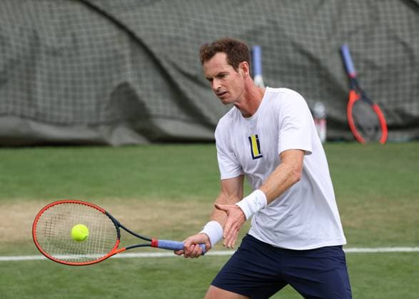 2nd July 2023; All England Lawn Tennis and Croquet Club, London, England: Wimbledon Tennis Tournament Practice Day; Andy Murray (GBR) with a forehand shot  ActionPlus12526306 JohnxPatrickxFletcher