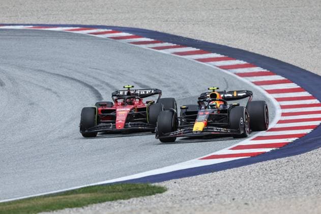 11 PEREZ Sergio (mex), Red Bull Racing RB19, action 55 SAINZ Carlos (spa), Scuderia Ferrari SF-23, action during the 2023 Formula 1 Rolex Grosser Preis von Osterreich, 2023 Austrian Grand Prix, 9th round of the 2023 Formula One World Championship, WM, Weltmeisterschaft from June 30 to July 2, 2023 on the Red Bull Ring, in Spielberg, Austria Copyright: xFlorentxGooden DPPI IPAxSportx x xIPAxSportx 0 IPA_IPA39002574