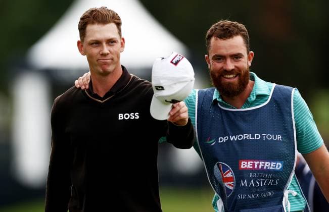 Mandatory Credit: Photo by James Marsh Shutterstock (13987427y) Daniel Hillier of New Zealand celebrates after holing a putt on the 18th hole. Betfred British Masters, Day Four, Golf, The Belfry Golf Club, Sutton Coldfield, UK - 02 Jul 2023 Betfred British Masters, Day Four, Golf, The Belfry Golf Club, Sutton Coldfield, UK - 02 Jul 2023 Copyright: xJamesxMarsh Shutterstockx 13987427y