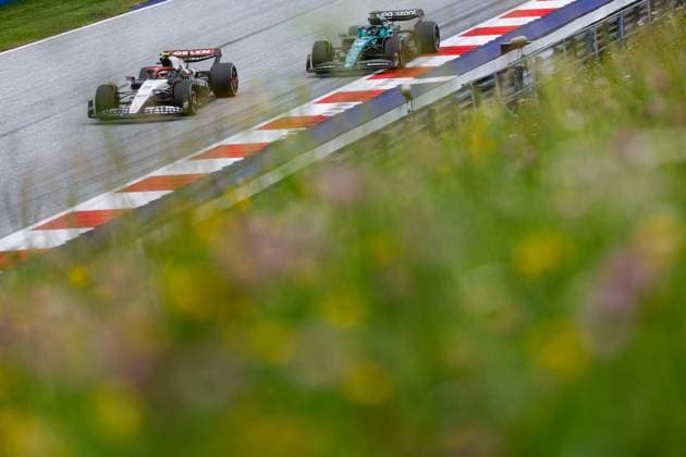 22 Yuki Tsunoda JPN, Scuderia AlphaTauri , 18 Lance Stroll CAN, Aston Martin Aramco Cognizant F1 Team , F1 Grand Prix of Austria at Red Bull Ring on July 2, 2023 in Spielberg, Austria Photo by HOCH ZWEI Spielberg Austria