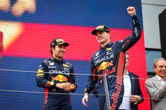 VERSTAPPEN Max (ned), Red Bull Racing RB19, PEREZ Sergio (mex), Red Bull Racing RB19, portrait, during the 2023 Formula 1 Rolex Grosser Preis von Osterreich, 2023 Austrian Grand Prix, 9th round of the 2023 Formula One World Championship, WM, Weltmeisterschaft from June 30 to July 2, 2023 on the Red Bull Ring, in Spielberg, Austria Copyright: xFlorentxGooden DPPI IPAxSportx x xIPAxSportx 0 IPA_IPA39003688