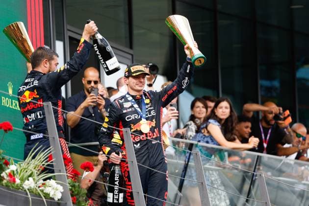 VERSTAPPEN Max (ned), Red Bull Racing RB19, portrait podium during the 2023 Formula 1 Rolex Grosser Preis von Osterreich, 2023 Austrian Grand Prix, 9th round of the 2023 Formula One World Championship, WM, Weltmeisterschaft from June 30 to July 2, 2023 on the Red Bull Ring, in Spielberg, Austria - F1 - AUSTRIAN GRAND PRIX 2023 - RACE DPPI Panoramic  00123023_F12023GP10AUT-HZ-8579 