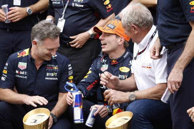 Christian Horner GBR, Oracle Red Bull Racing , 1 Max Verstappen NLD, Oracle Red Bull Racing , Dr Helmut Marko AUT, Oracle Red Bull Racing , F1 Grand Prix of Austria at Red Bull Ring on July 2, 2023 in Spielberg, Austria Photo by HOCH ZWEI Spielberg Austria
