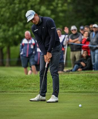 2nd July 2023; The Belfry, Sutton Coldfield, West Midlands, England: Betfred British Masters Golf, Day 4; Niklas Norgaard holes his putt on the 18th green  ActionPlus12526634 GodfreyxPitt