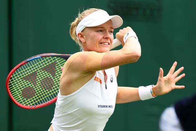 Mandatory Credit: Photo by Simon Dael Shutterstock (13992952ae) Harriet Dart during her first round match Wimbledon Tennis Championships, Day 1, The All England Lawn Tennis and Croquet Club, London, UK - 03 Jul 2023 Wimbledon Tennis Championships, Day 1, The All England Lawn Tennis and Croquet Club, London, UK - 03 Jul 2023  Copyright: xSimonxDael Shutterstockx 13992952ae