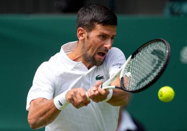 Mandatory Credit: Photo by Dave Shopland Shutterstock (13992815g) Novak Djokovic during his first round match Wimbledon Tennis Championships, Day 1, The All England Lawn Tennis and Croquet Club, London, UK - 03 Jul 2023 Wimbledon Tennis Championships, Day 1, The All England Lawn Tennis and Croquet Club, London, UK - 03 Jul 2023  Copyright: xDavexShopland Shutterstockx 13992815g