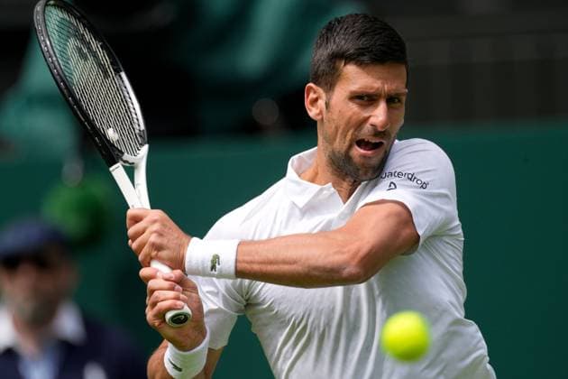 Mandatory Credit: Photo by Simon Dael Shutterstock (13992952as) Novak Djokovic during his first round match Wimbledon Tennis Championships, Day 1, The All England Lawn Tennis and Croquet Club, London, UK - 03 Jul 2023 Wimbledon Tennis Championships, Day 1, The All England Lawn Tennis and Croquet Club, London, UK - 03 Jul 2023  Copyright: xSimonxDael Shutterstockx 13992952as
