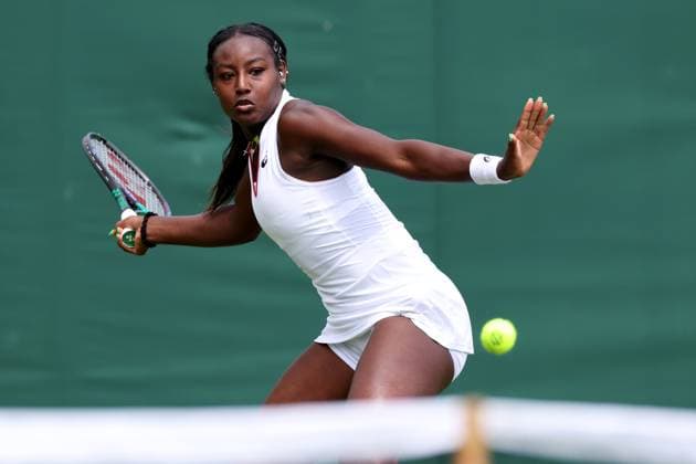 3rd July 2023; All England Lawn Tennis and Croquet Club, London, England: Wimbledon Tennis Tournament; Alycia Parks plays a forehand shot to Anna-Lena Friedsam in the womens singles match  ActionPlus12526729 ShaunxBrooks